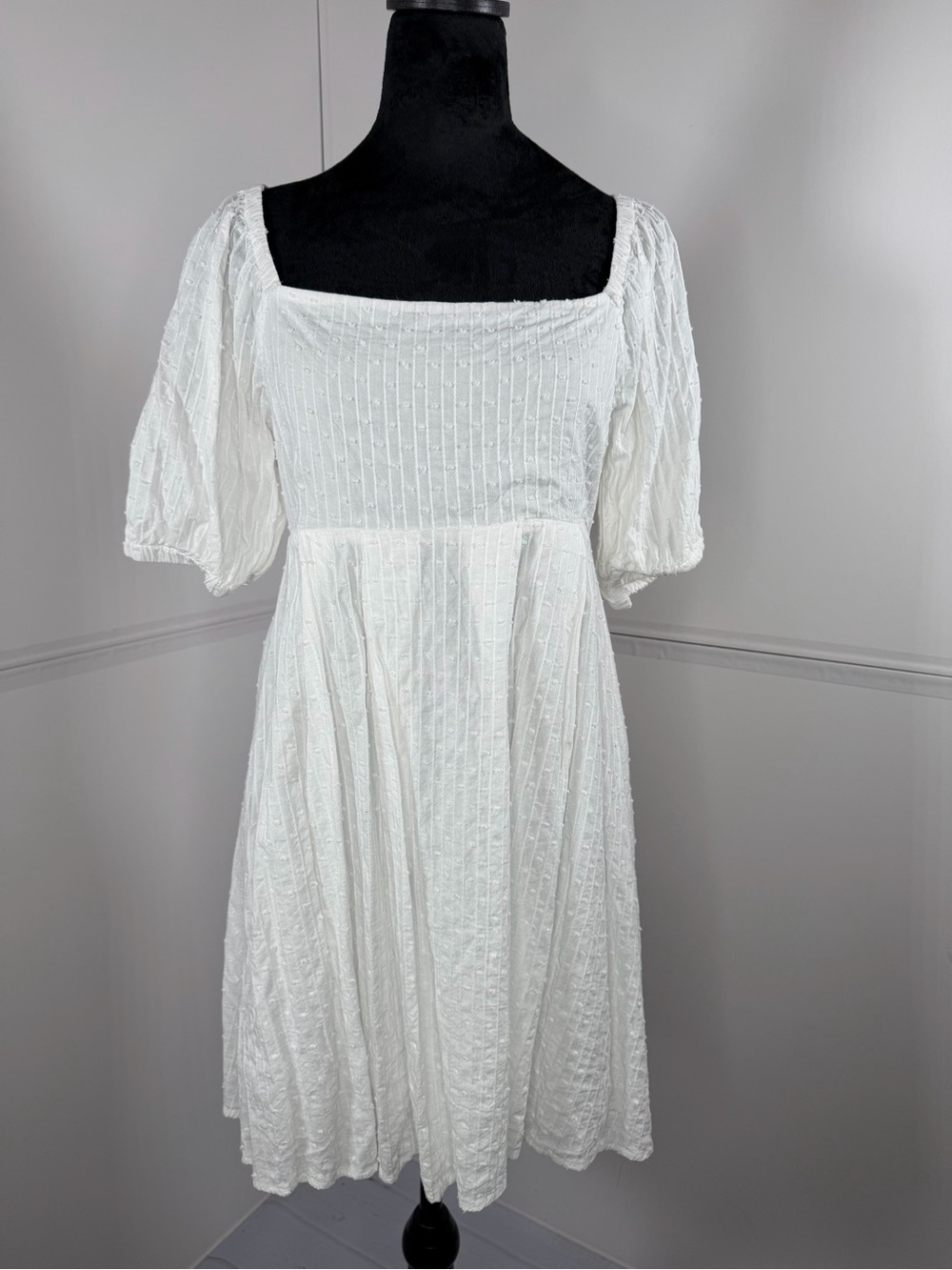 Altar'd State White Textured Babydoll Mini Dress Size Medium